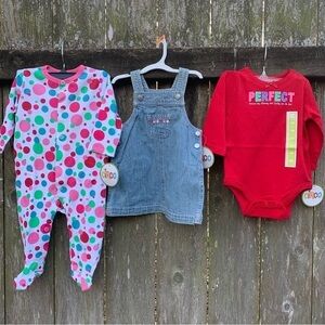 CIRCO outfit bundle Denim overall jumper dress bodysuit sleeper set spring fall
